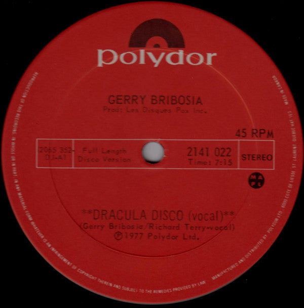 Gerry Bribosia / Dracula Disco - LP 12" Used
