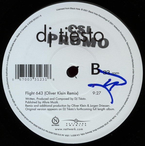 DJ Tiësto / Flight 643 - 12" (Used)