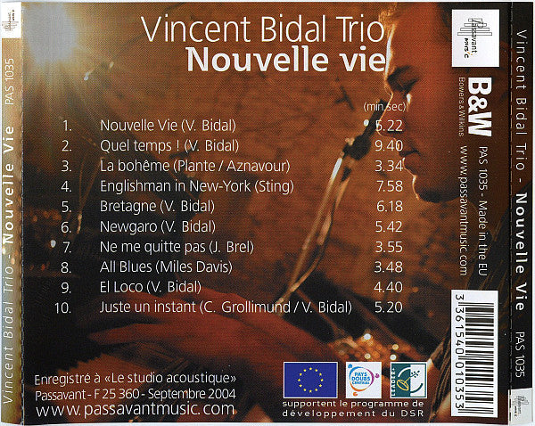 Vincent Bidal Trio / Nouvelle Vie - DVD-Audio/CD (Used)
