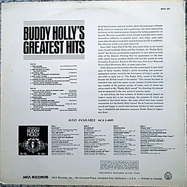 Buddy Holly / Buddy Holly's Greatest Hits - LP USED