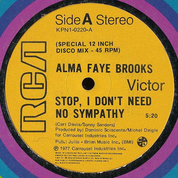 Alma Faye Brooks / Stop, I Don't Need No Sympathy - LP Used 12"