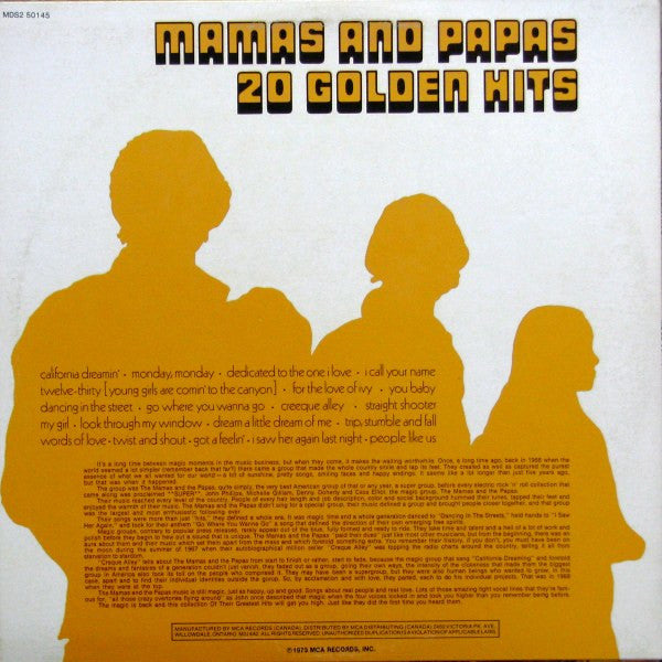 Mamas And Papas / The Mamas & The Papas 20 Golden Hits - 2LP Used