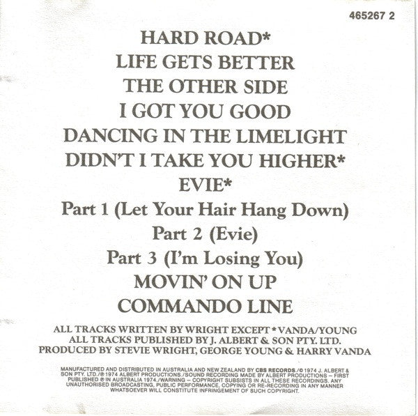 Stevie Wright / Hard Road - CD Used (Discogs)