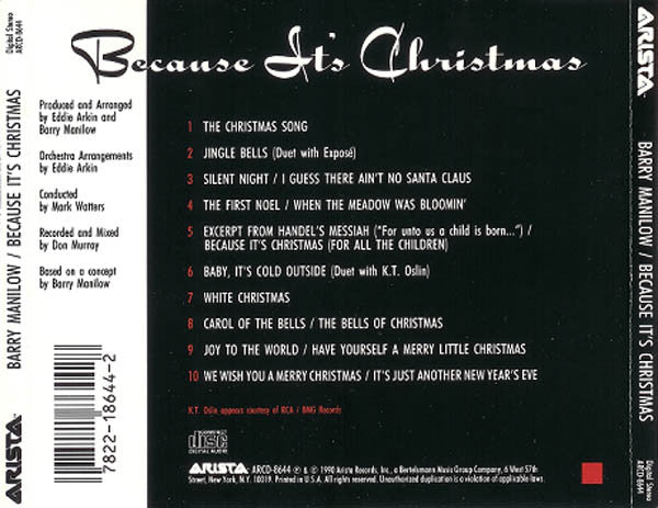 Barry Manilow / Because It's Christmas - CD (Used)