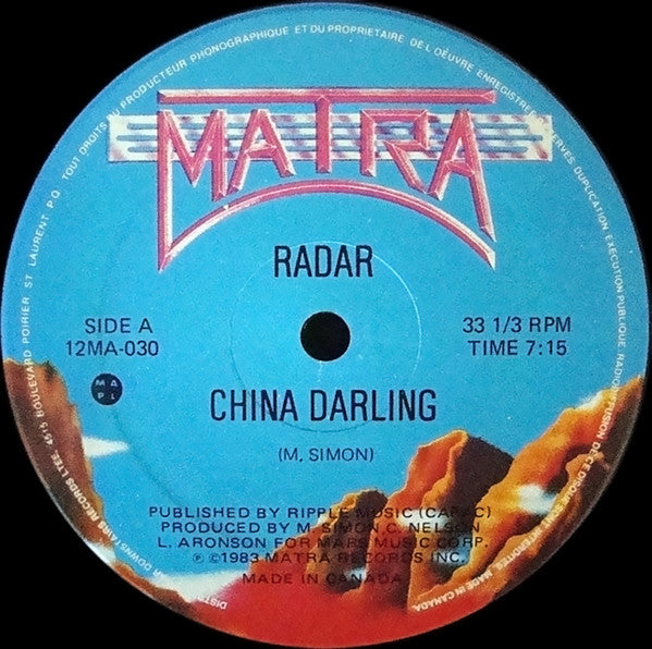 Radar / China Darling - LP Used 12''