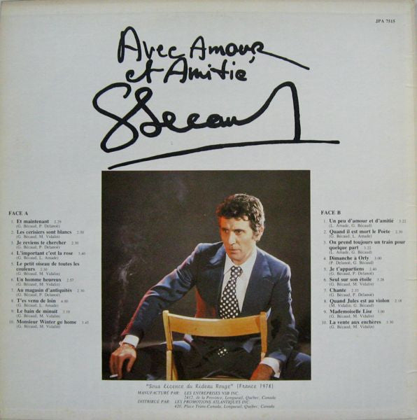 Gilbert Bécaud / Avec Amour Et Amitié Gilbert Bécaud - LP USED