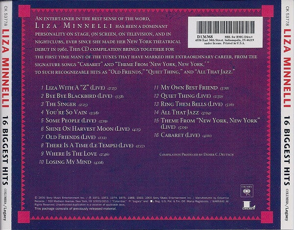 Liza Minnelli / 16 Biggest Hits - CD (Used)