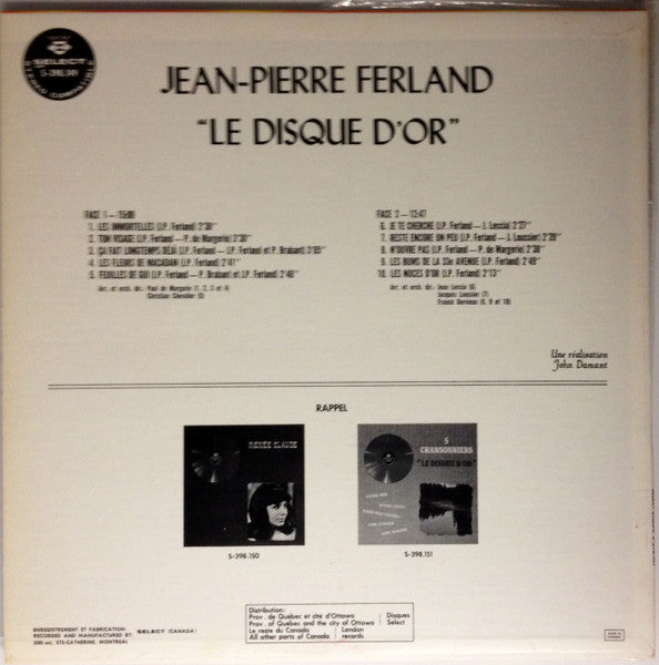 Jean-Pierre Ferland / Le Disque D'Or - LP USED