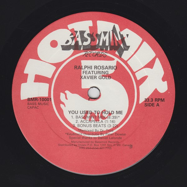 Ralphi Rosario Featuring Xavier Gold / You Used To Hold Me - LP 12''