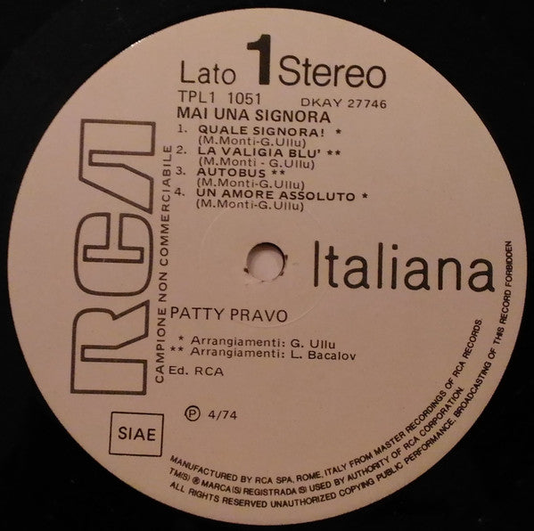 Patty Pravo / Mai Una Signora - LP Occasion