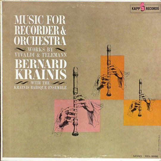 Vivaldi, Telemann, Bernard Krainis With The Krainis Baroque Ensemble / Music For Recorder And Orchestra - Works By Telemann & Vivaldi - LP (used)
