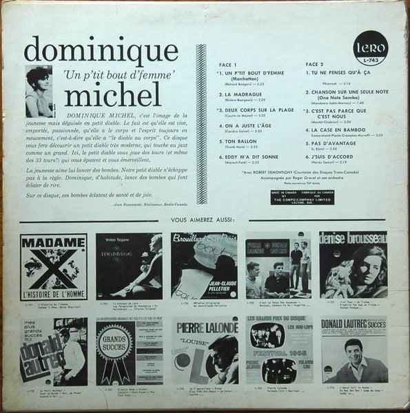 Dominique Michel / Un P'tit Bout D'Femme - LP USED
