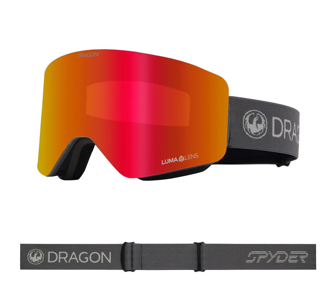 Dragon x Spyder 'R1 OTG' Snowboard Googles - Polargrey/Lumalens Red Ion/Lumalens Light Rose