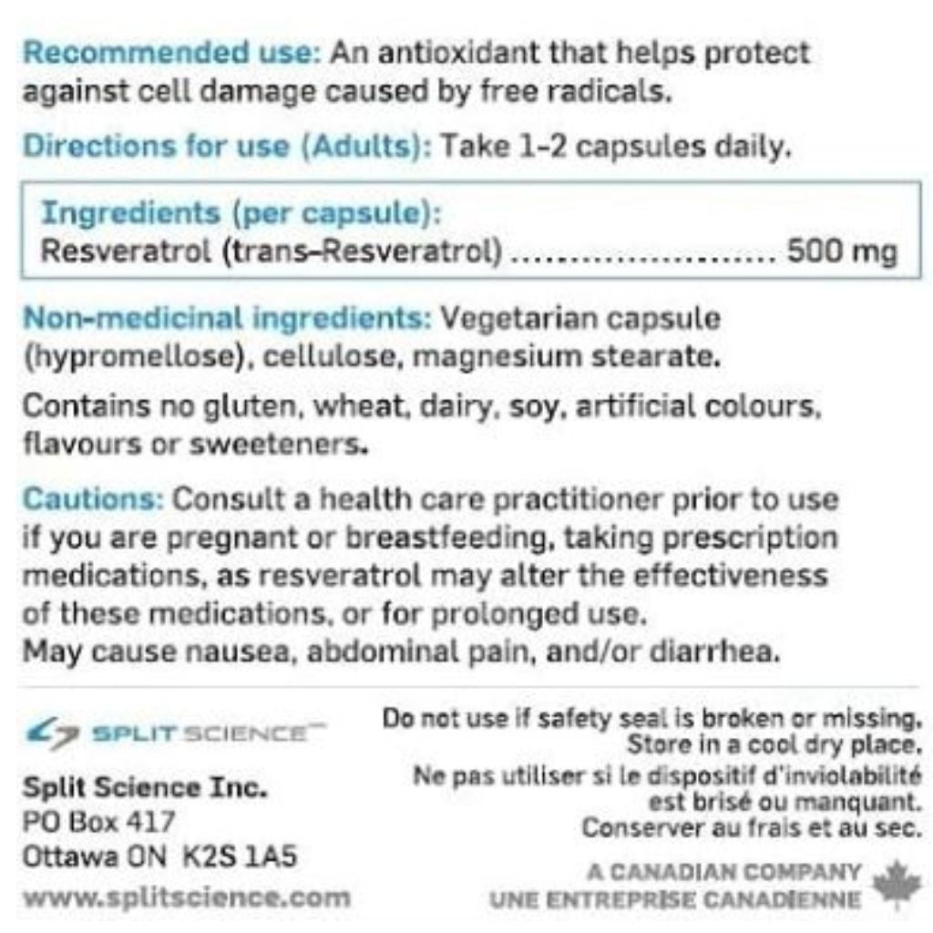 Split Science RESVERATROL 500mg, 60 VCaps