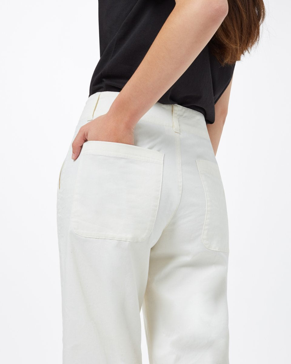 Twill Cropped Wide Leg Pant