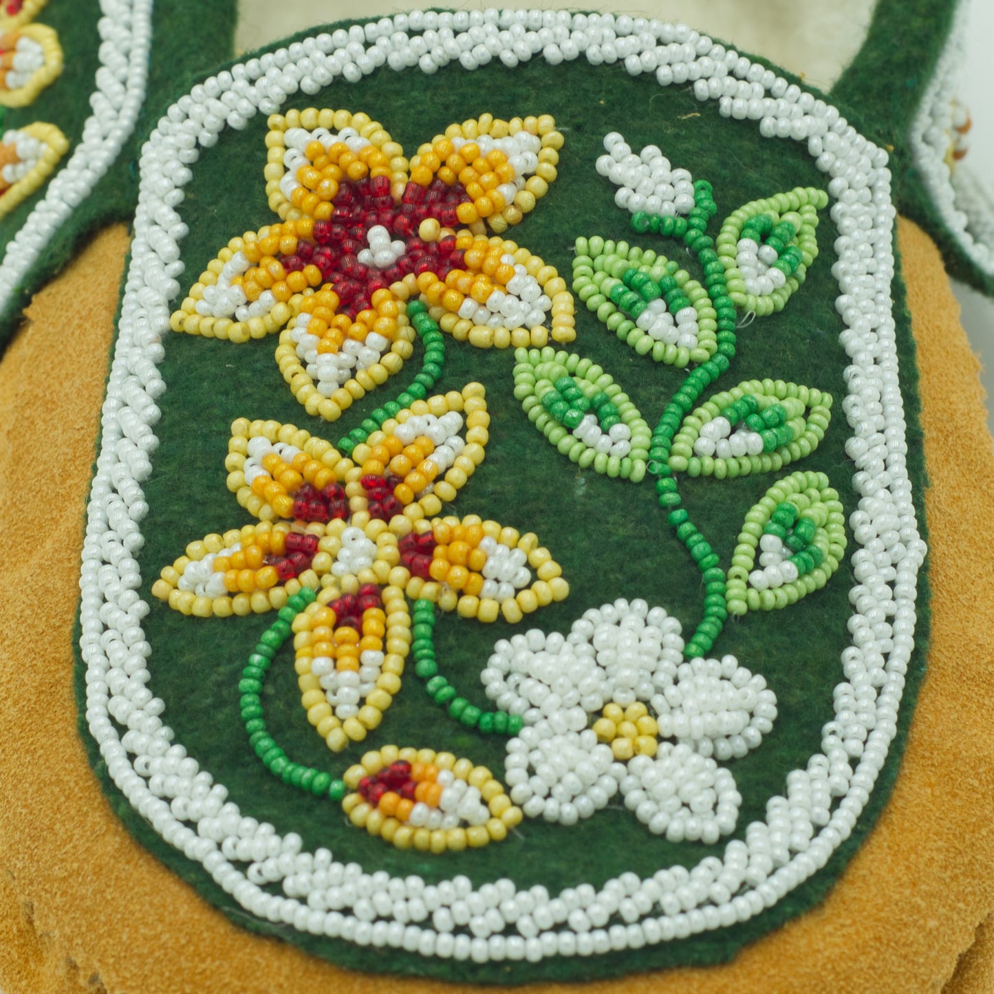 Women's Floral Beaded Suede Moccasin Green