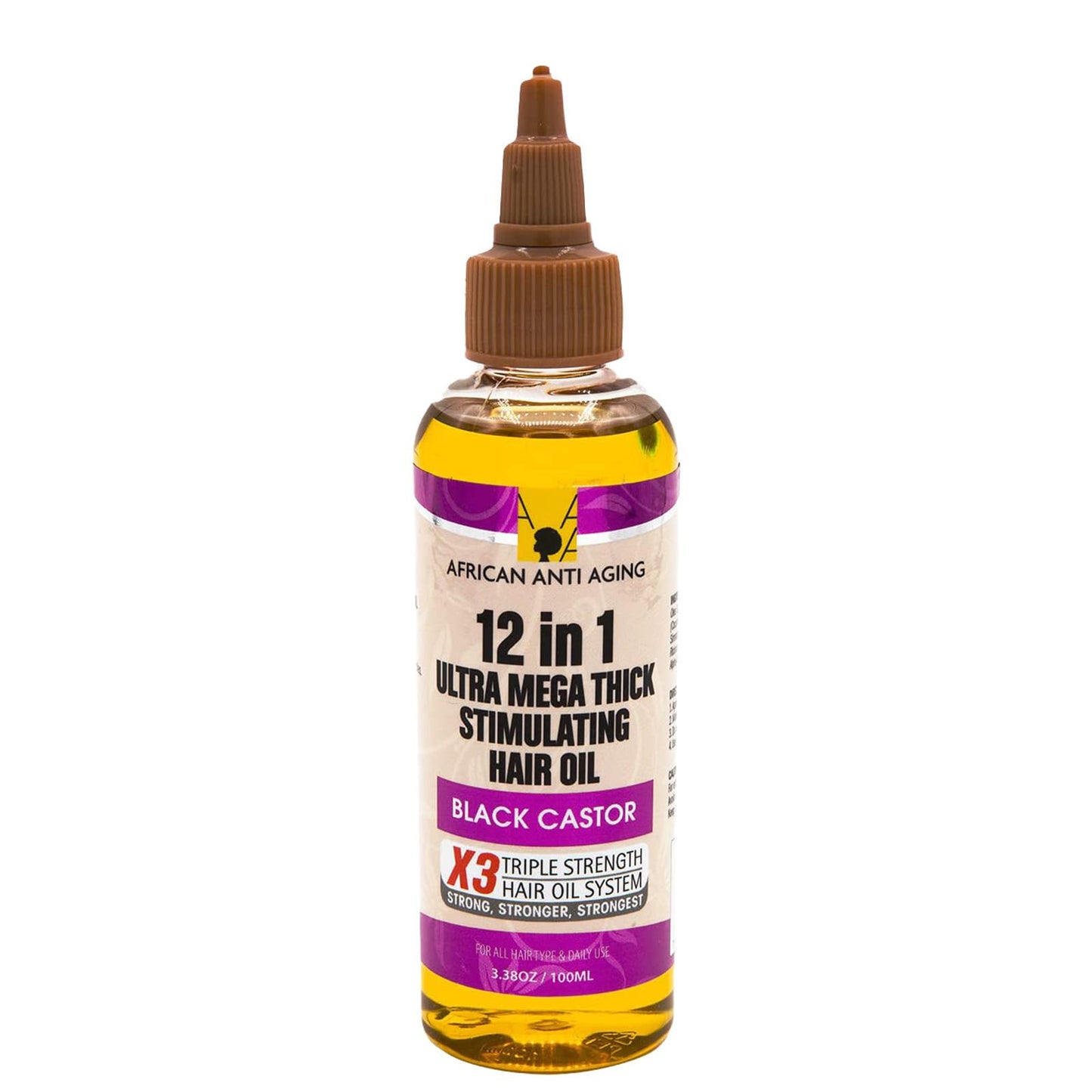 HUILE CAPILLAIRE STIMULANTE ULTRA ÉPAISSE ANTI-ÂGE AFRICAINE 12 EN 1 - RICIN NOIR 100ML