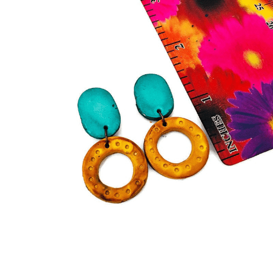 Colorful Linked Circle Statement Necklace, Handmade Polymer Clay