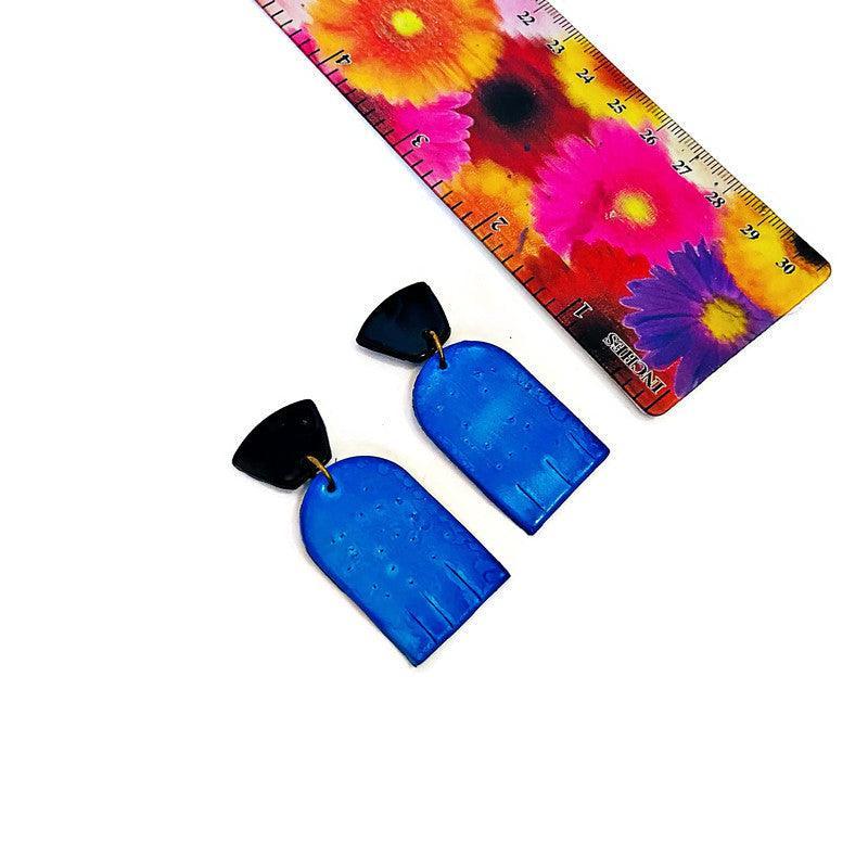 Bold Two-Tone Geometric Earrings, Post or Clip On – "Moe"