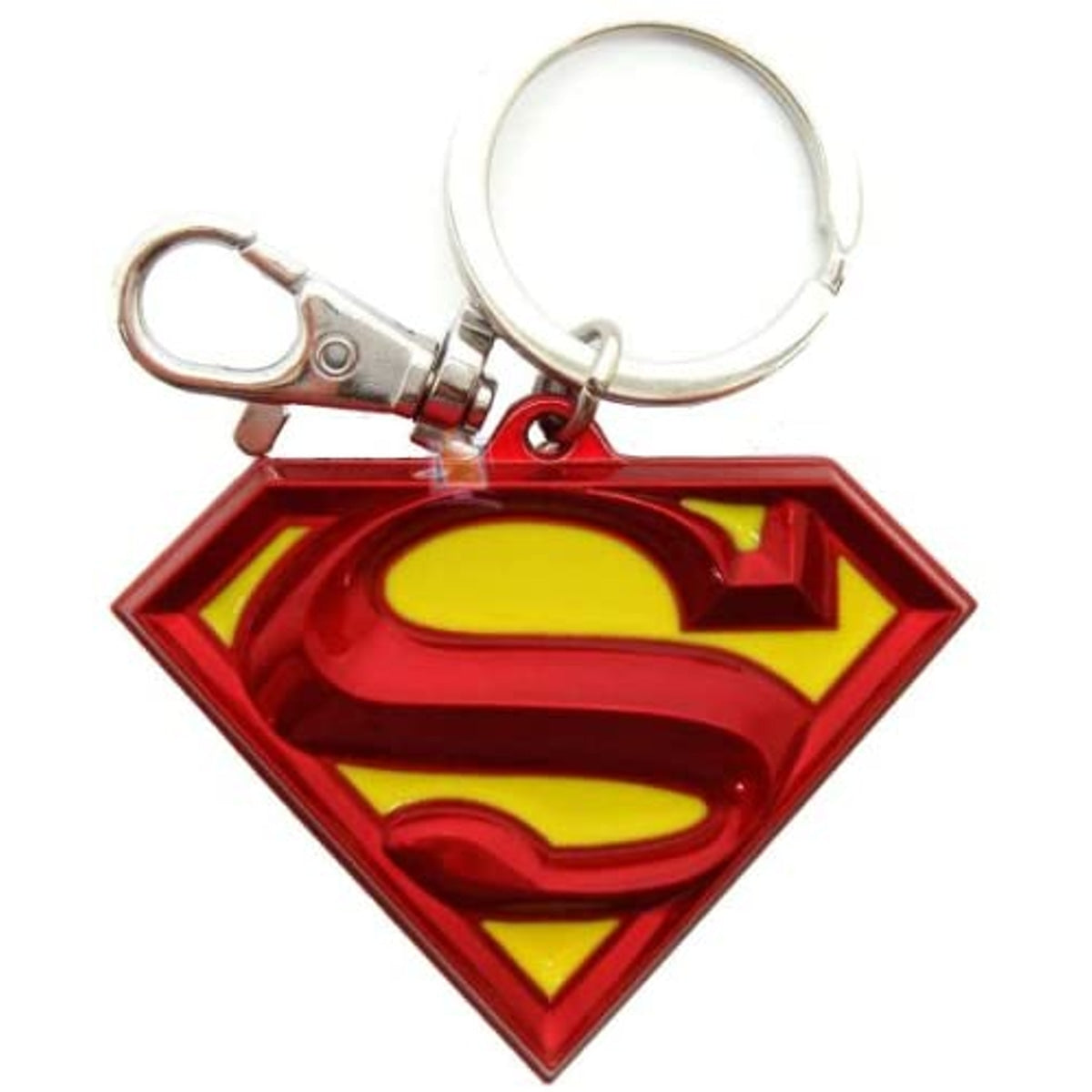 DC Superman Logo Coloured Pewter Keychain