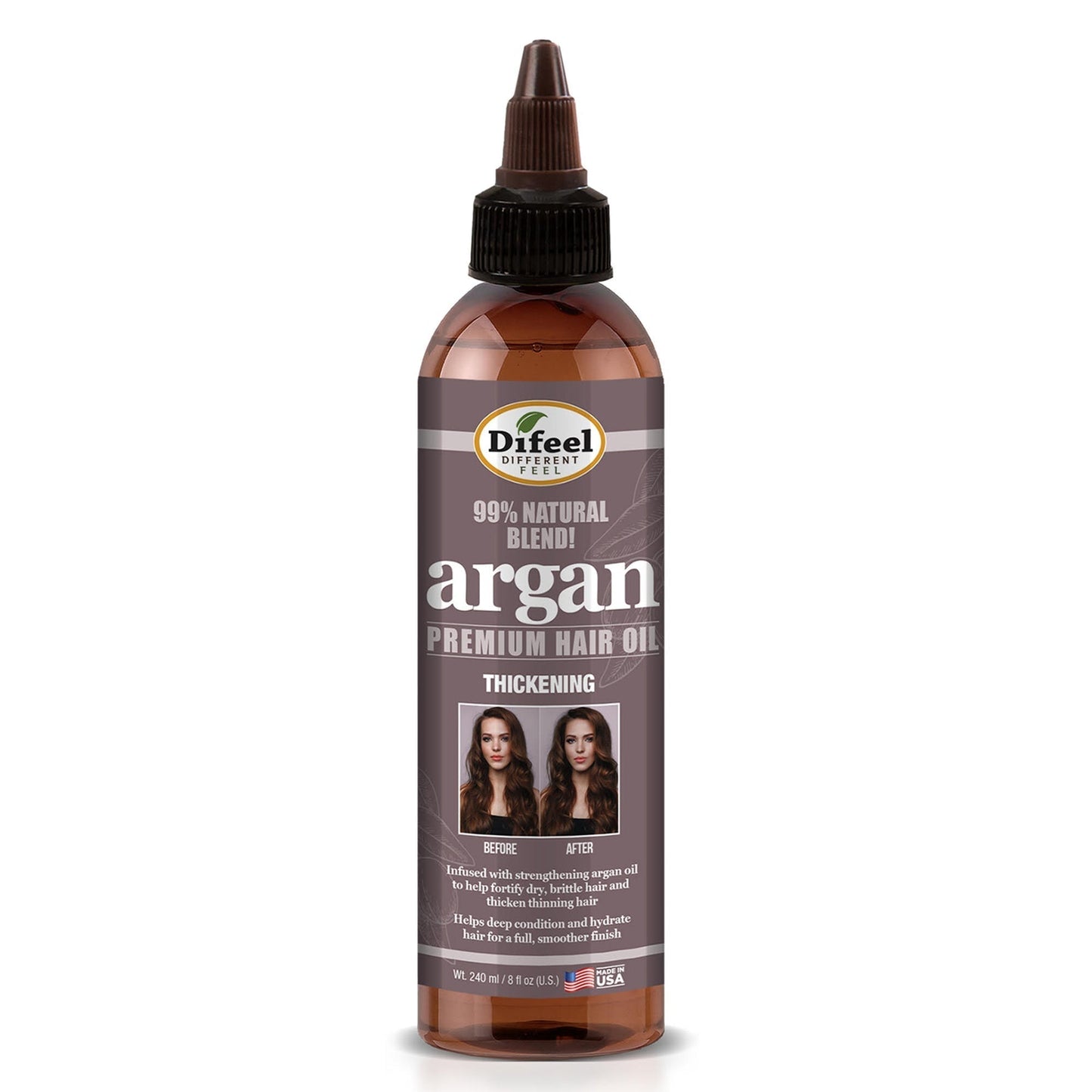 HUILE CAPILLAIRE NATURELLE HAUT DE GAMME DIFEEL 99 % - Épaississante à l'huile d'argan 236 ml