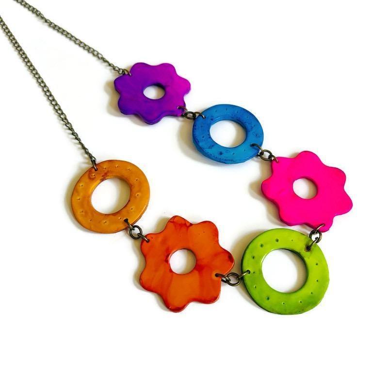 Mismatched Flower Clip On Earrings