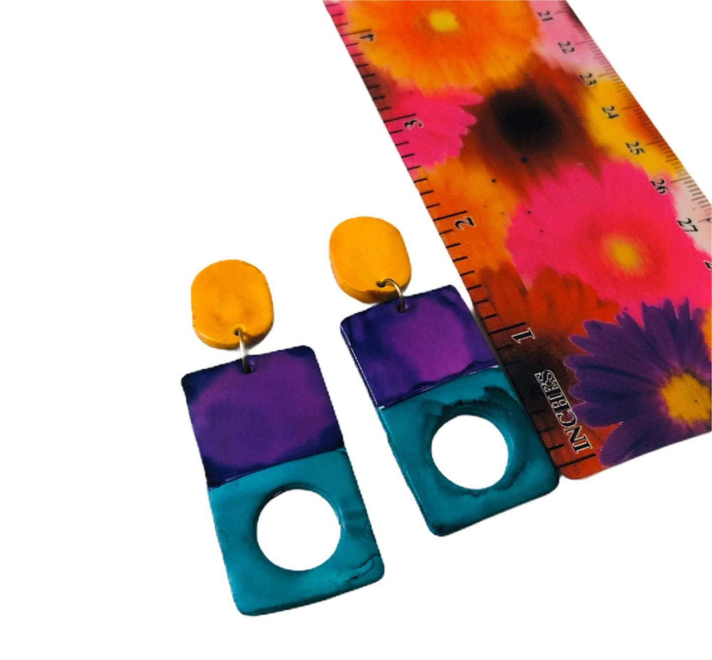 Funky Statement Necklace with Bold Colorful Geometric Style
