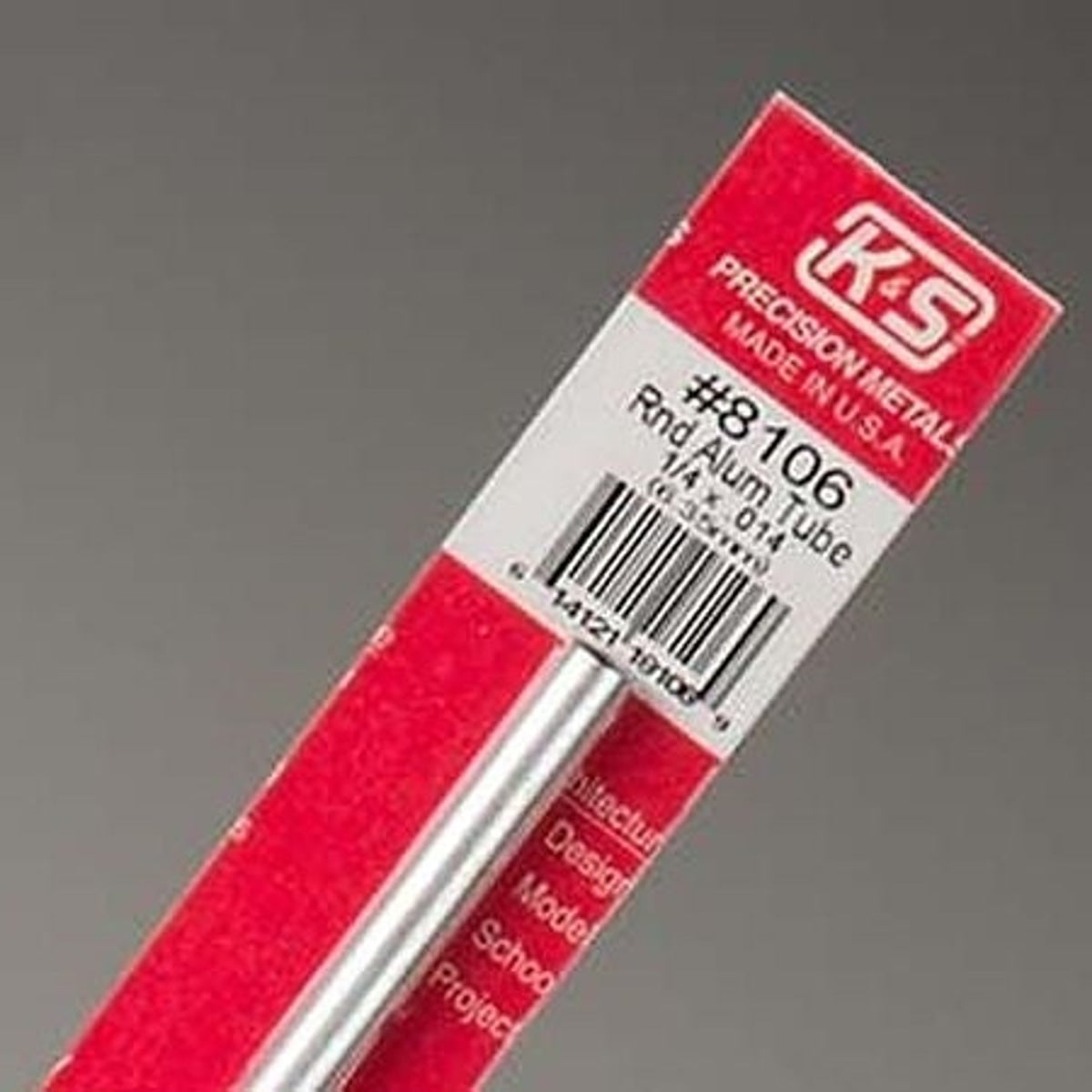 K&S Precision Metals #8106 Aluminum Copper Tube 1/4" x 12" Carded NIB