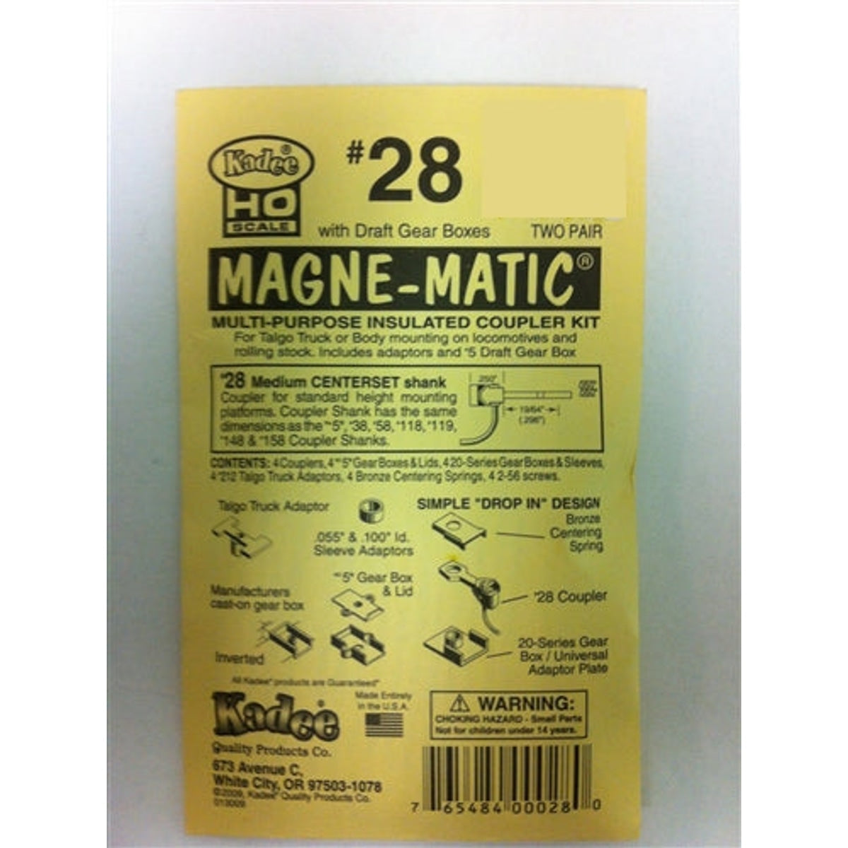 Kadee #28 HO Magne-Matic Multi-Purpose Insulated Coupler Kit Medium 19/64" Centerset w/#213 & #232 Draft Gear Box Talgo Truck Adaptors 2 Pair