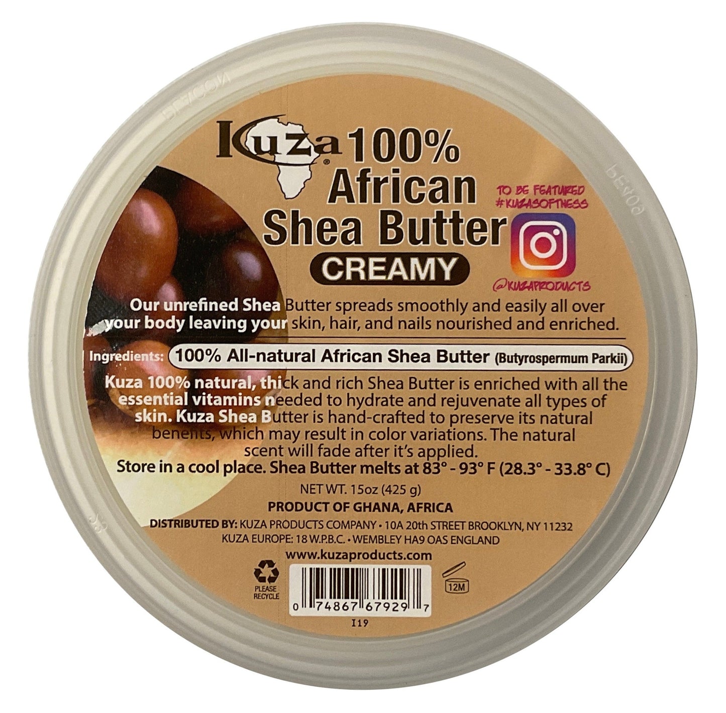 KUZA KARITÉ AFRICAIN CRÈME BLANCHE 15OZ