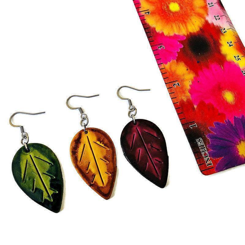 Mismatched Leaves Earrings Handmade, Fall Jewelry