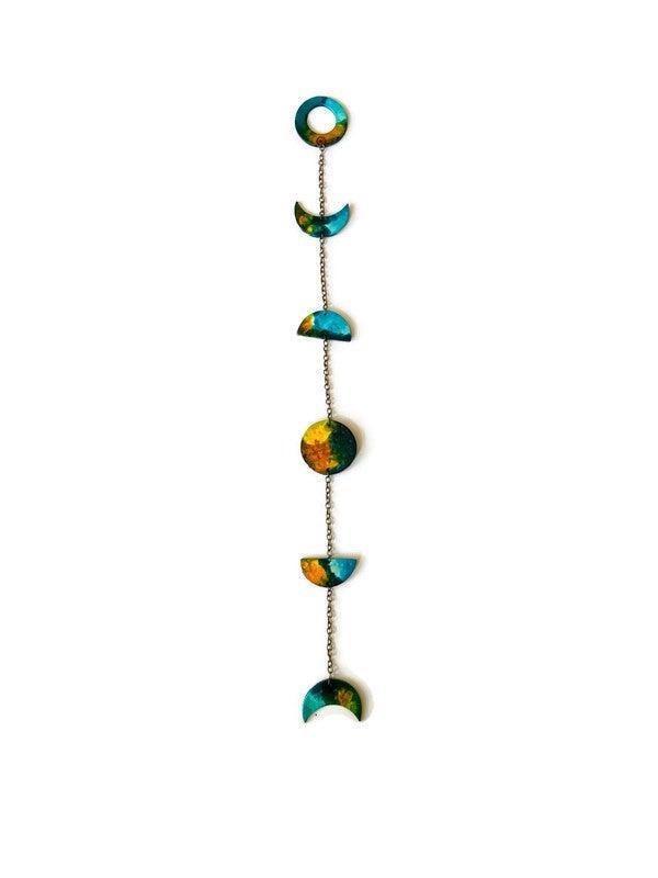Moon Phase Wall Hanging Abstract Style, Painted Clay Home Decor
