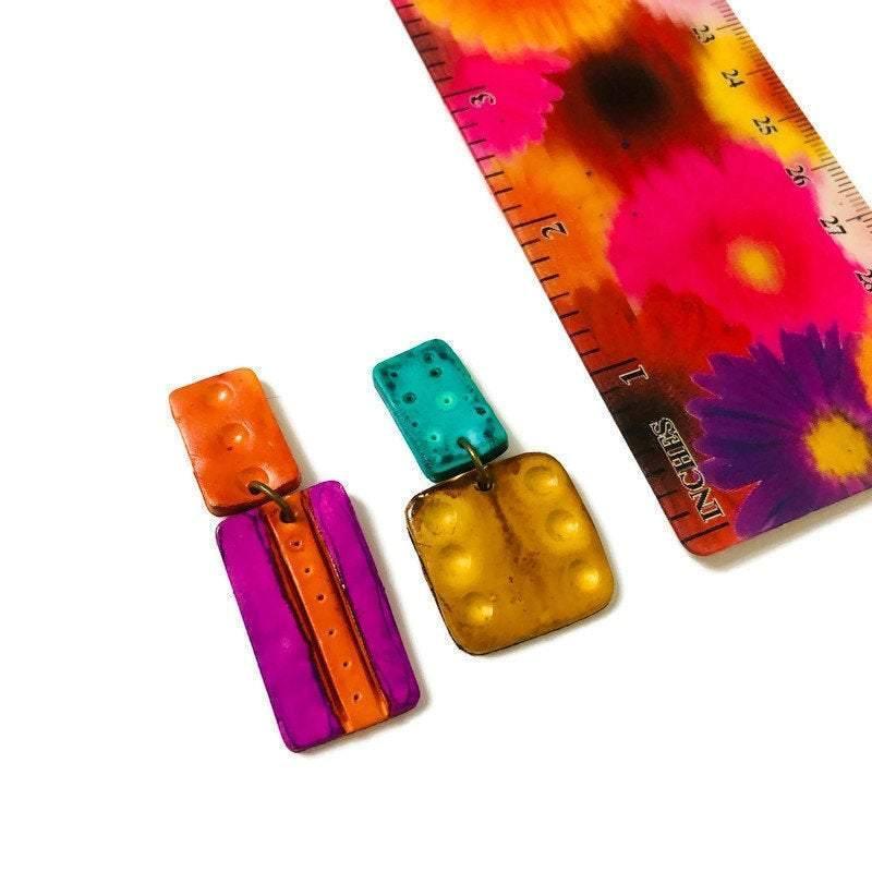 Multicolored Statement Jewelry Set, Necklace & Earrings, Handmade Polymer Clay