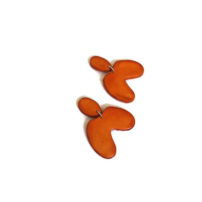 Red Asymmetric Arch Earrings Post or Clip On- "Kate"