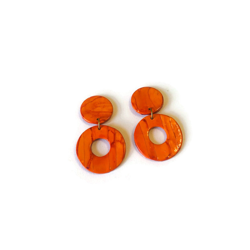 Double Circle Statement Earrings, Post or Clip On – "Trish"
