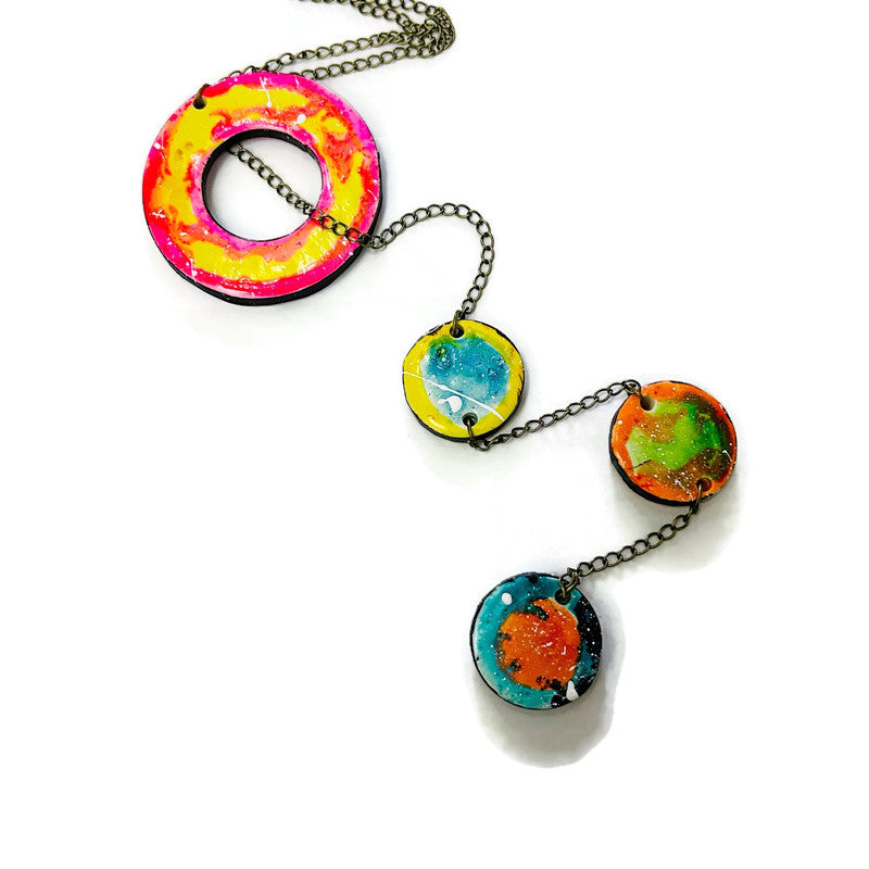 Bold Clip On Earrings in Multicolor Abstract Design