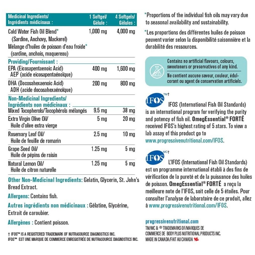 Progressive OMEGESSENTIAL FORTE FISH OIL, 120 Softgels