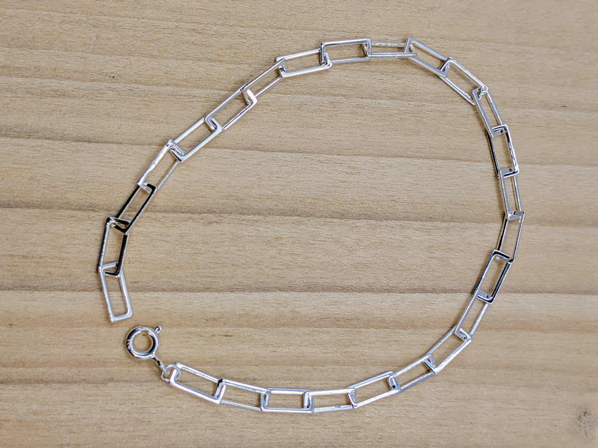 Rectangle Link Bracelet — Sterling Silver