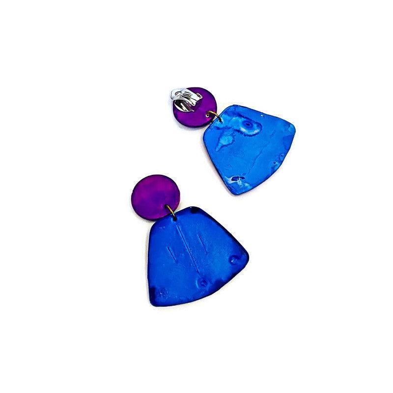 Unique Statement Necklace Handmade & Painted Blue Black Purple