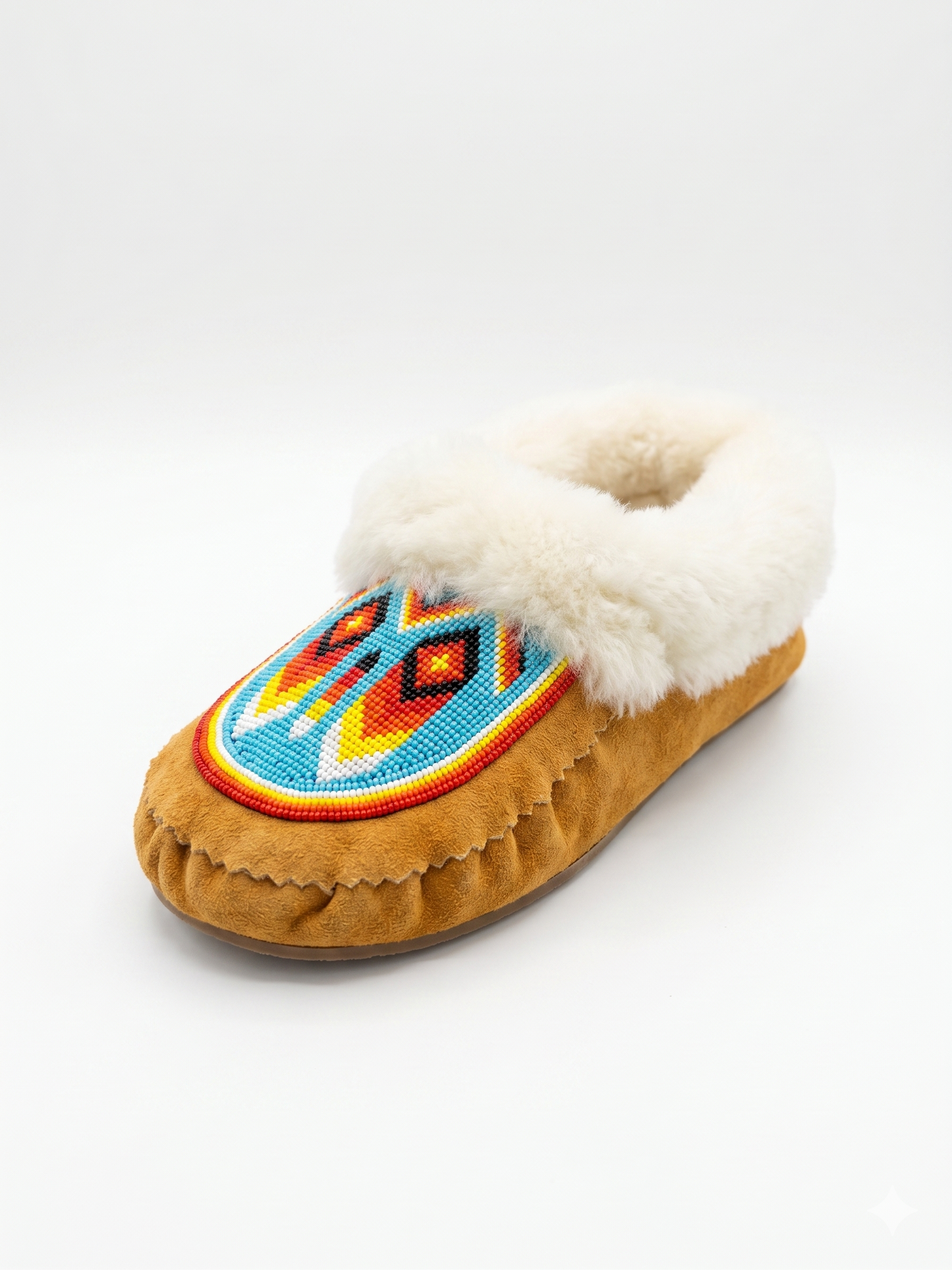 Geometric Beaded Moccasin – Real Sheepskin & Cow Suede - Unisex