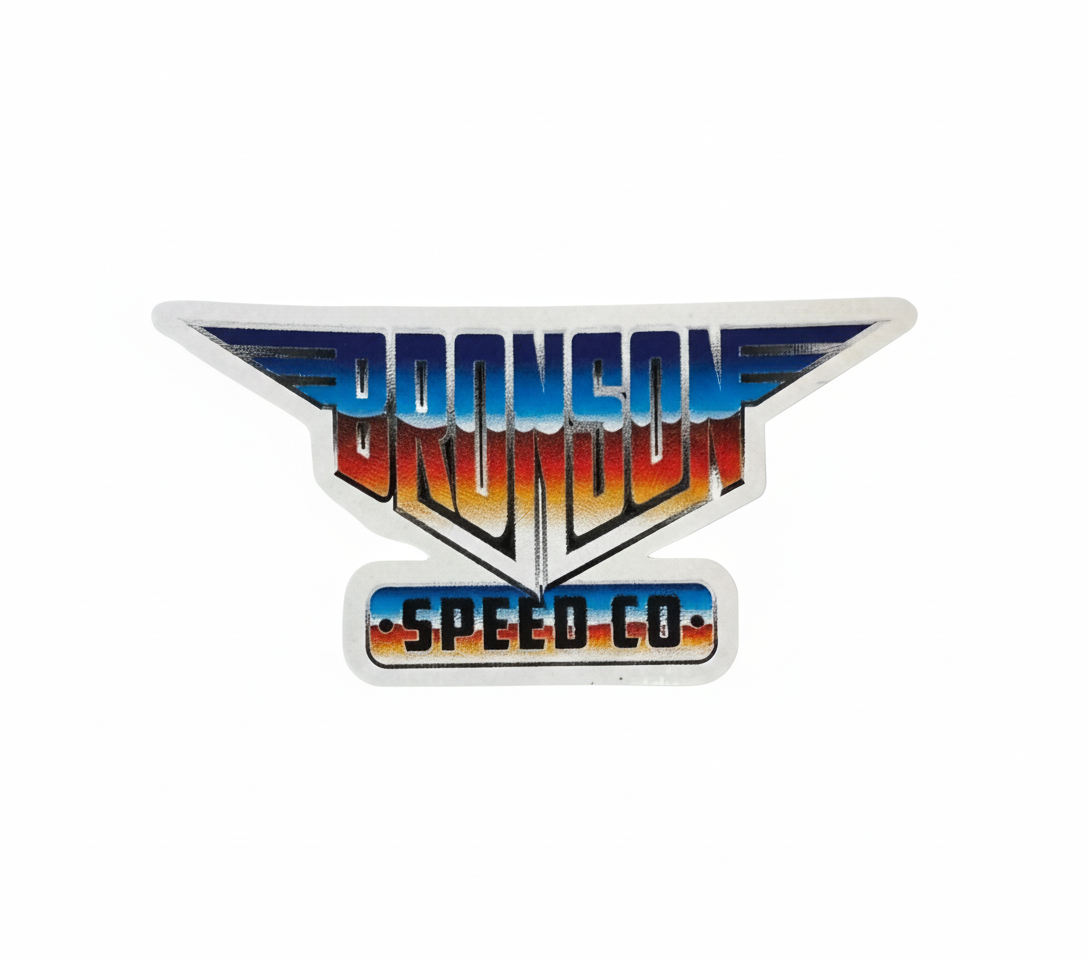 Bronson Speed Co. 'Wings Logo' Sticker - Orange/Blue