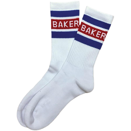 Baker 'Stripes Crew' Socks - White