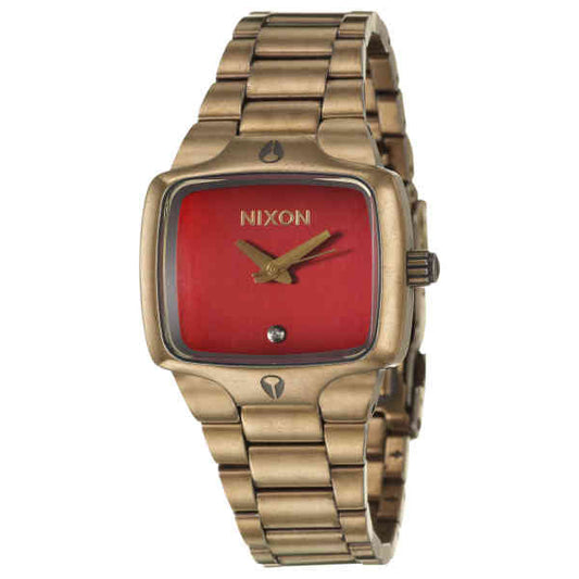 Nixon 'Small Player' Watch - Antique Gold / Red