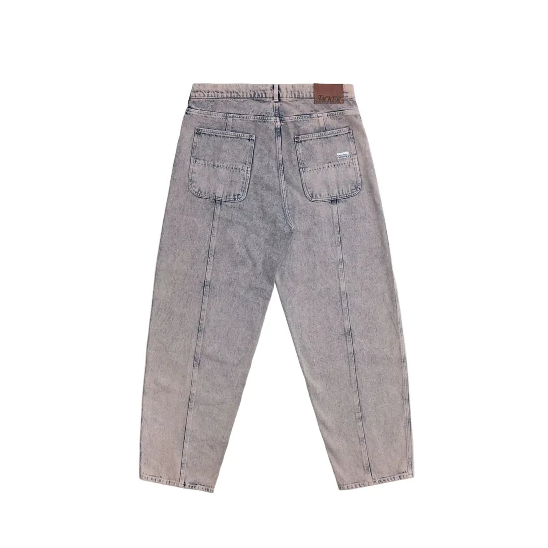 Jacker '3 Stripes' Dyed Denim Baggy Pants - Grey/Pink