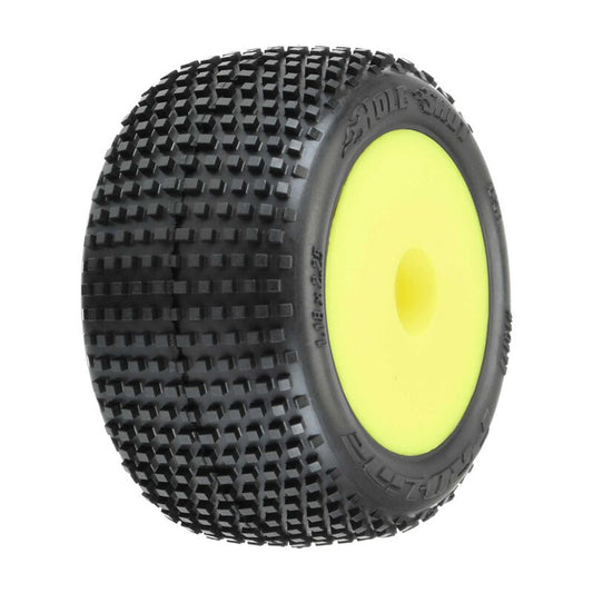 1/18 Hole Shot Front/Rear Mini-T Tires Mounted 8mm Yellow Wheels (2)