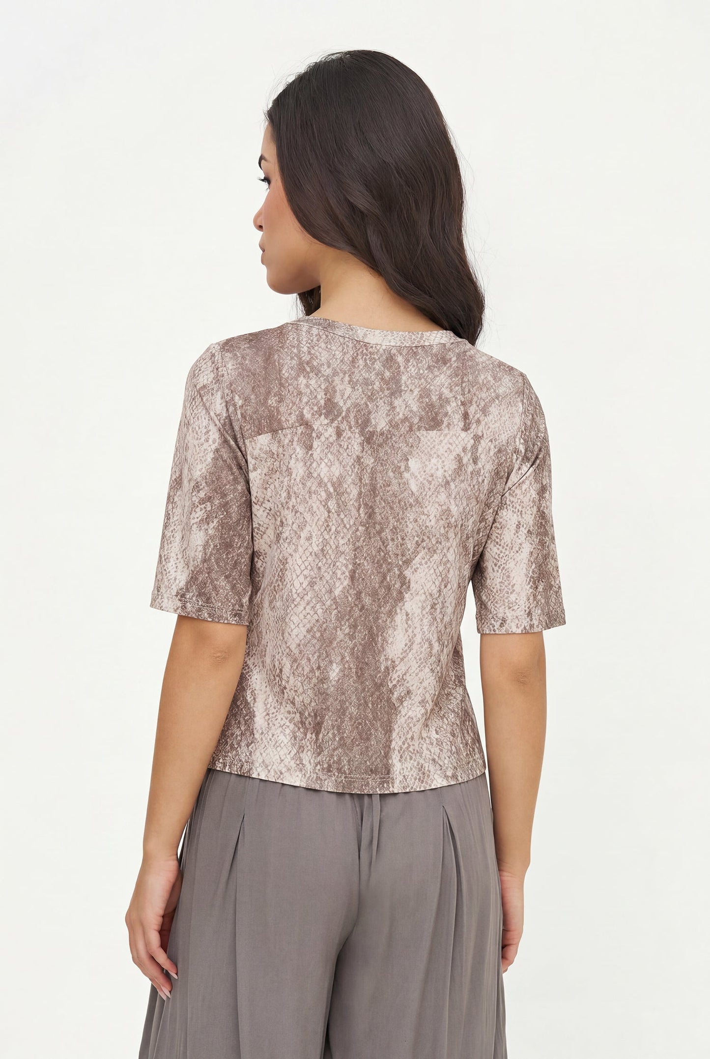 Haut combiné maille et tissu pour femme