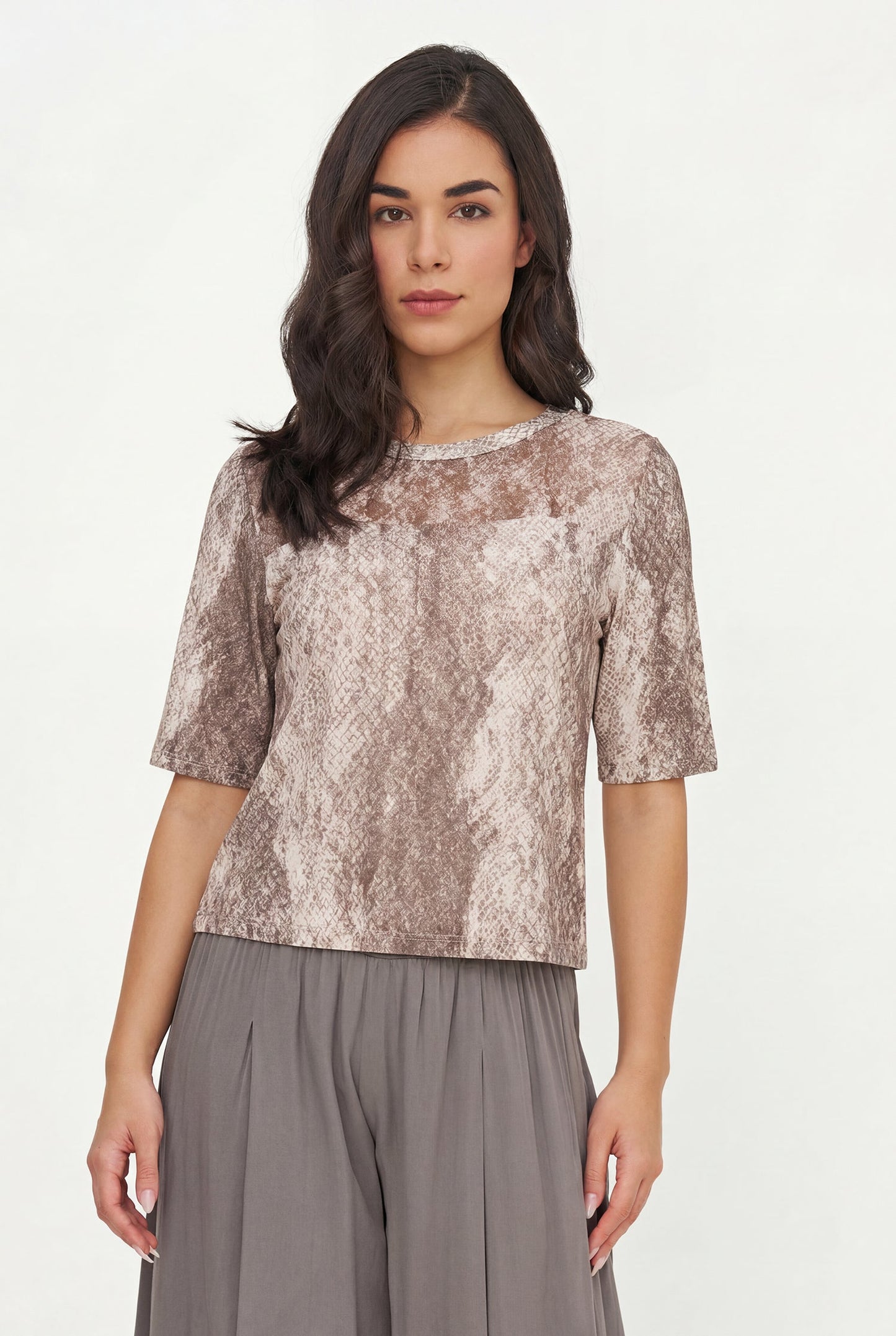 Haut combiné maille et tissu pour femme