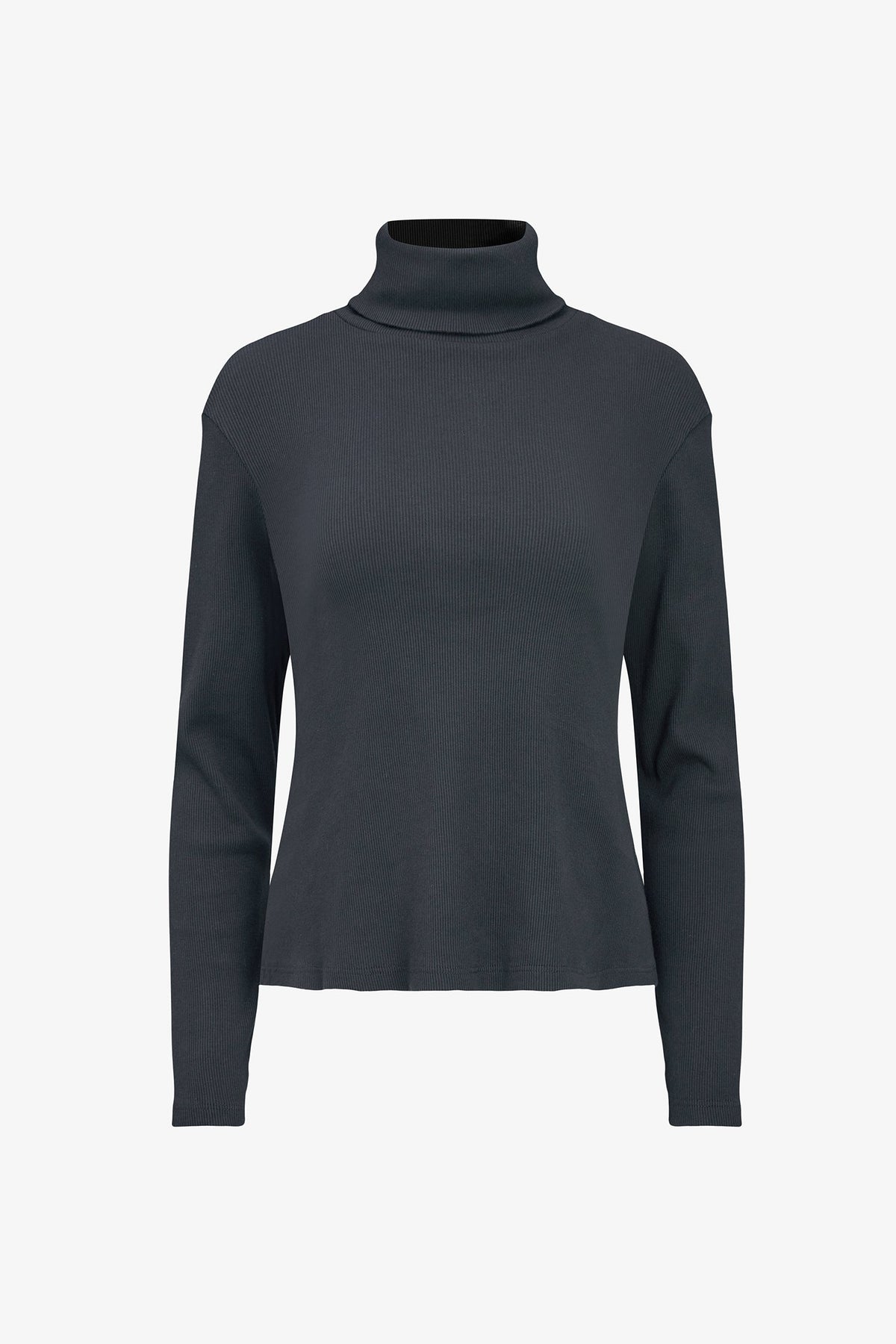 Women's Classic Rib-Knit Turtleneck Top with Long Sleeves
