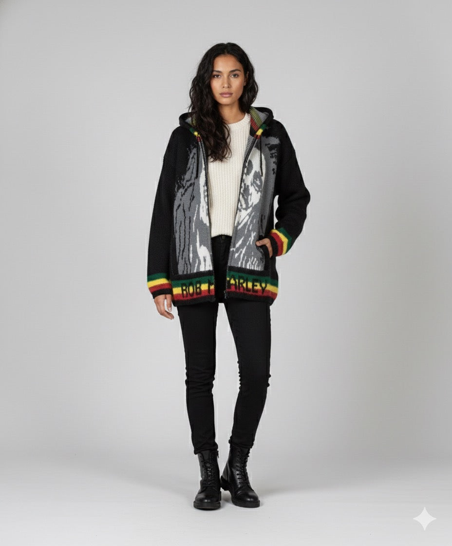 Bob Marley grey/ black Unisex Alpaca Sweater
