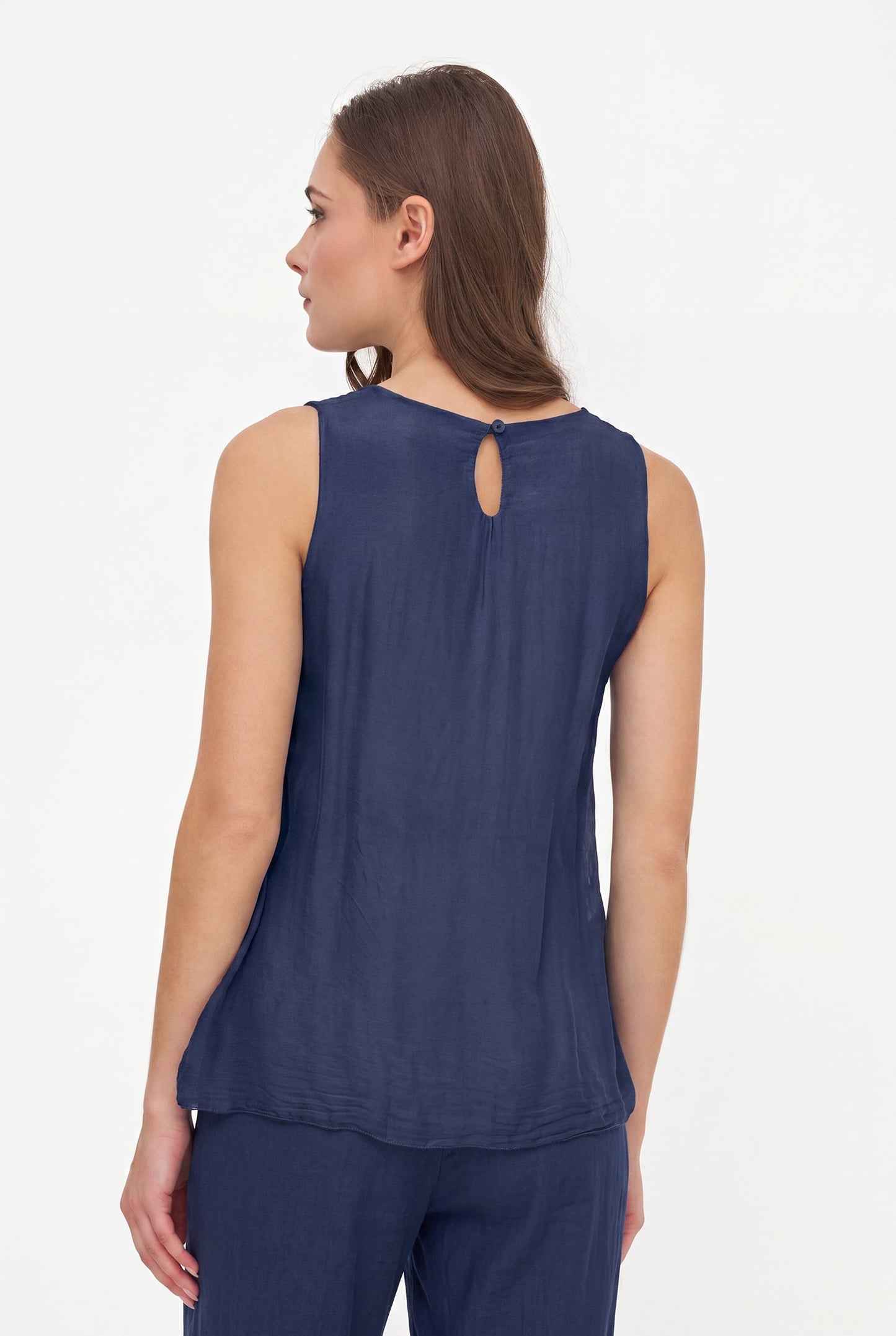 Haut tissé sans manches pour femme